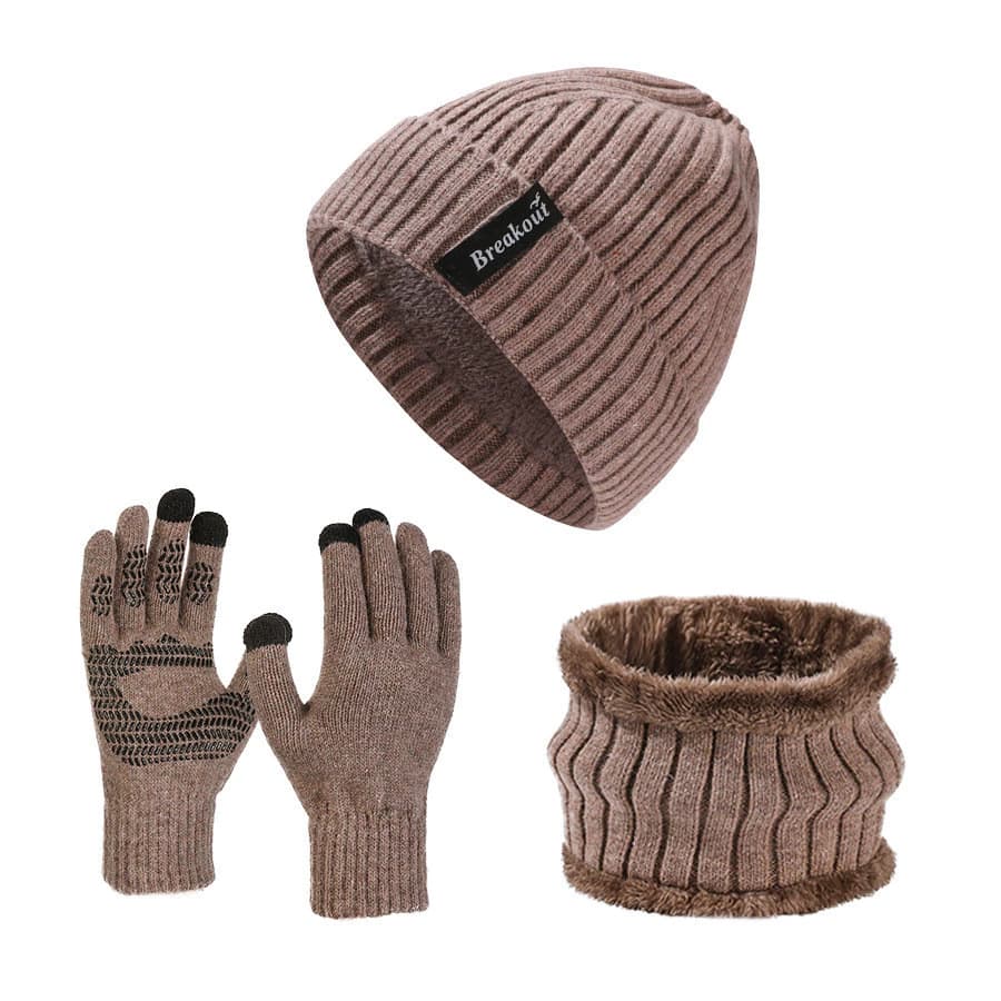 Bộ Mũ Len 3 Món Cao Cấp - Thiết Kế Unisex Chống Trượt Giữ Nhiệt - Phụ Kiện Đạp Xe & Thời Trang Mùa Đông