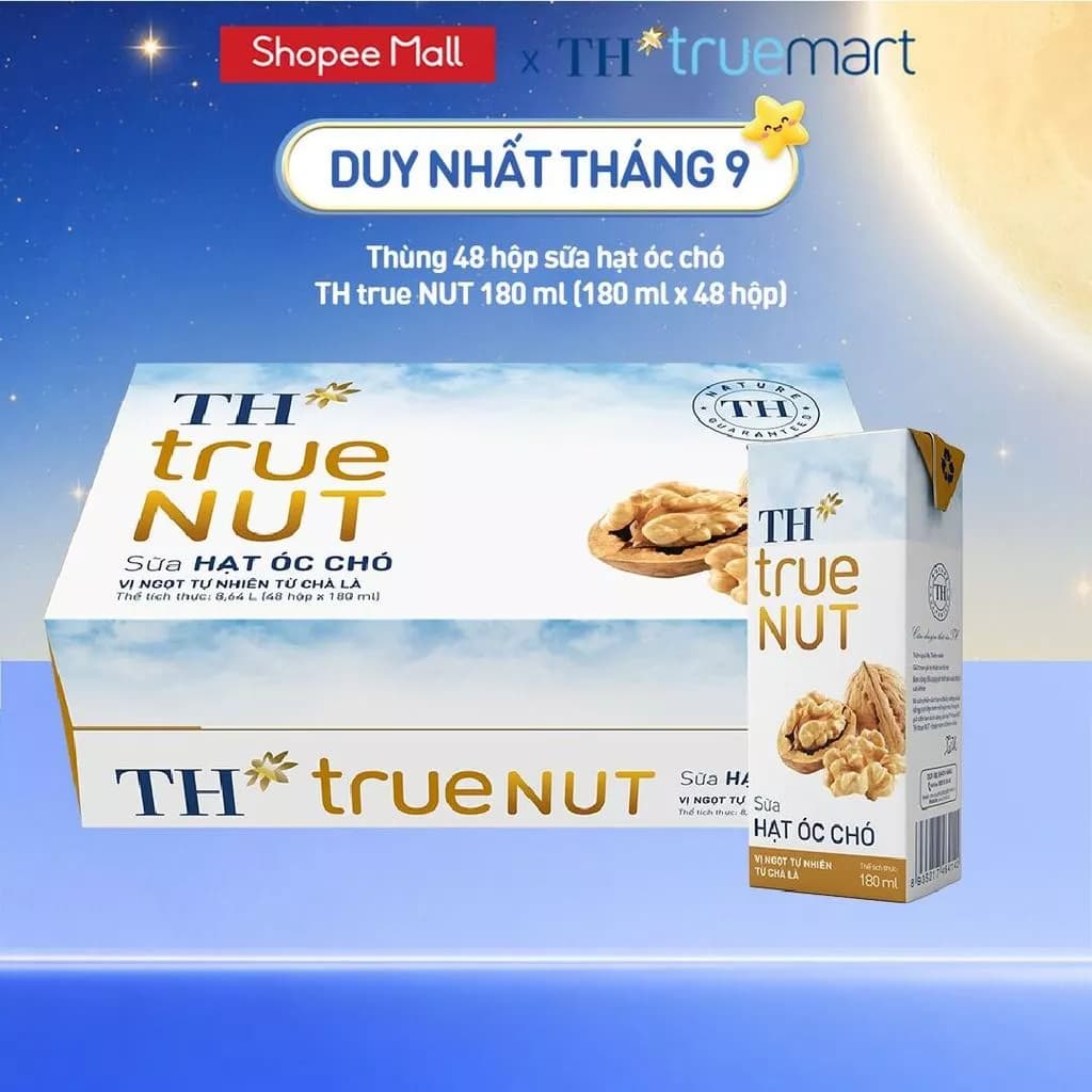 Thùng Sữa Hạt TH true NUT milk Óc Chó 180ml (48 Hộp)
