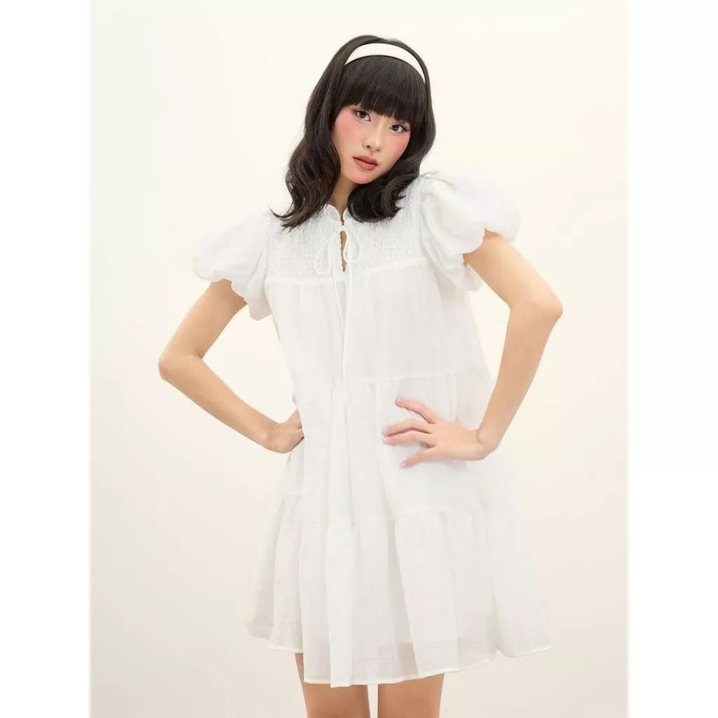 Đầm babydoll nữ tay phồng 3 tầng THE C.I.U, váy dáng xòe phối tầng dễ thương - Sammy Dress