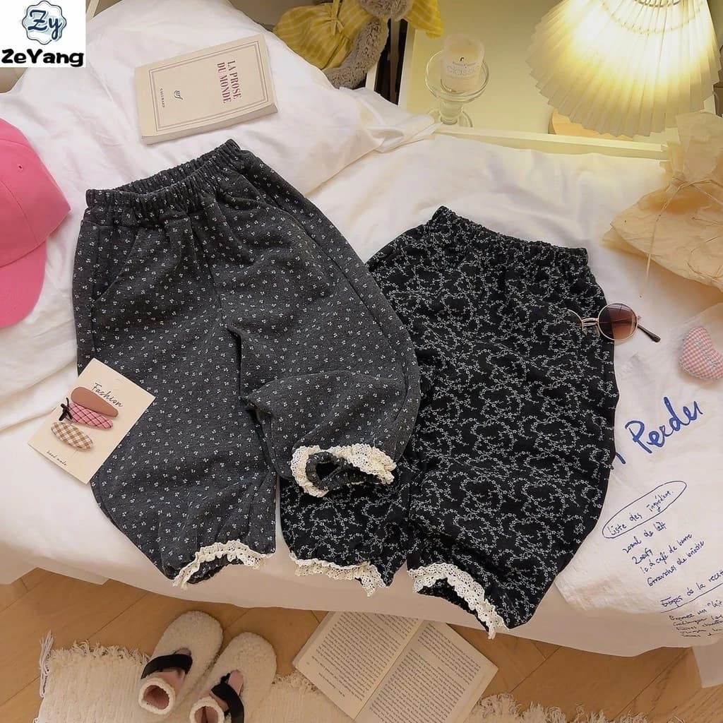 [ZY] 70-150 Hàng có sẵn Quần thường ngày cho trẻ em Quần hoa thu đông Quần ren cho bé Quần phù hợp Thời trang Quần áo trẻ em Vận chuyển nhanh