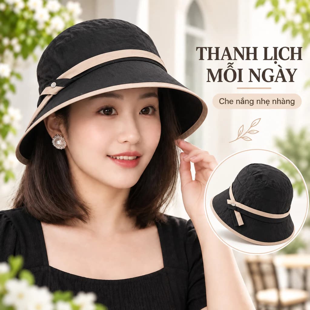 Mũ chống nắng tai bèo 4 màu – Chất liệu thoáng mát, vành rộng che toàn mặt, gấp gọn tiện mang theo