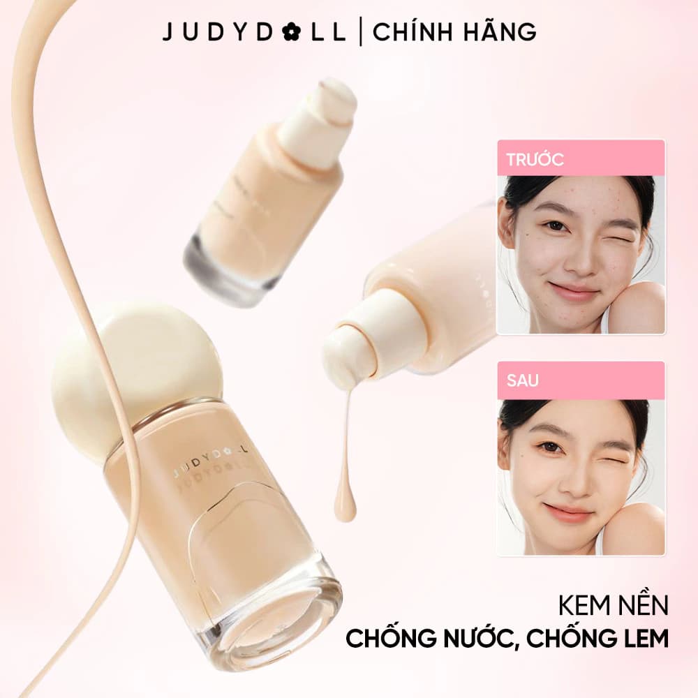 Kem nền JUDYDOLL Traceless Cloud-Touch Cream Foundation Tự nhiên Chống nước Chống lem Dành cho da hỗn hợp 30g