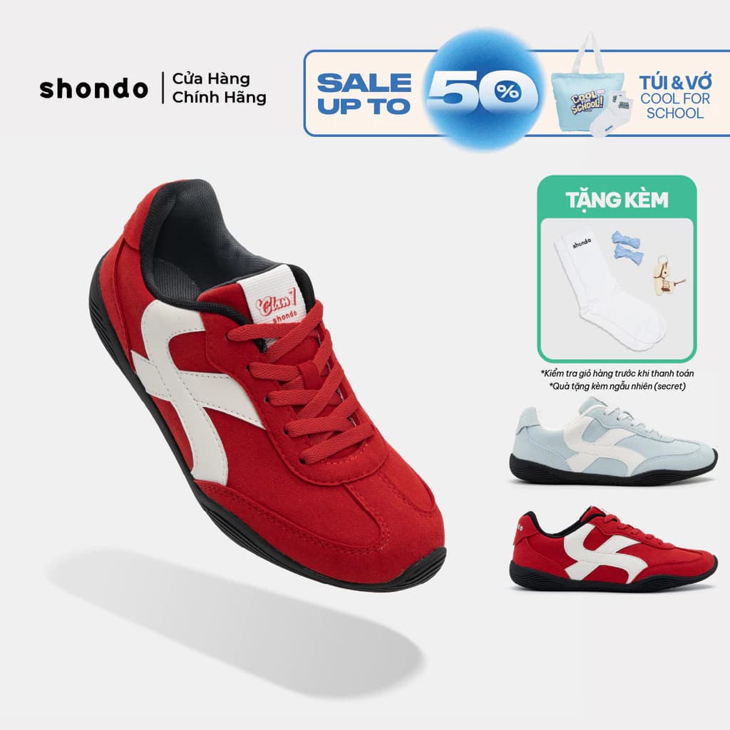 Giày Thể Thao Sneaker Unisex Shondo Class 7 Đế Thấp Cao Su Da Lộn Nhiều Màu