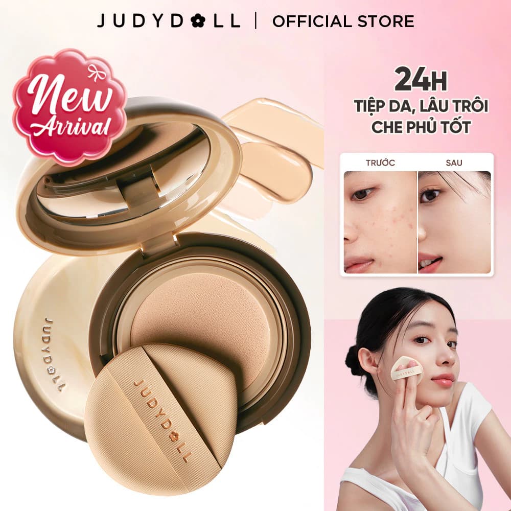 [MỚI 2.0] Phấn Nước Trà Lâu Trôi JUDYDOLL Long Wearing Cushion - Bản 2.0 Che Phủ Tiệp da Tự nhiên Kiềm Dầu 14g