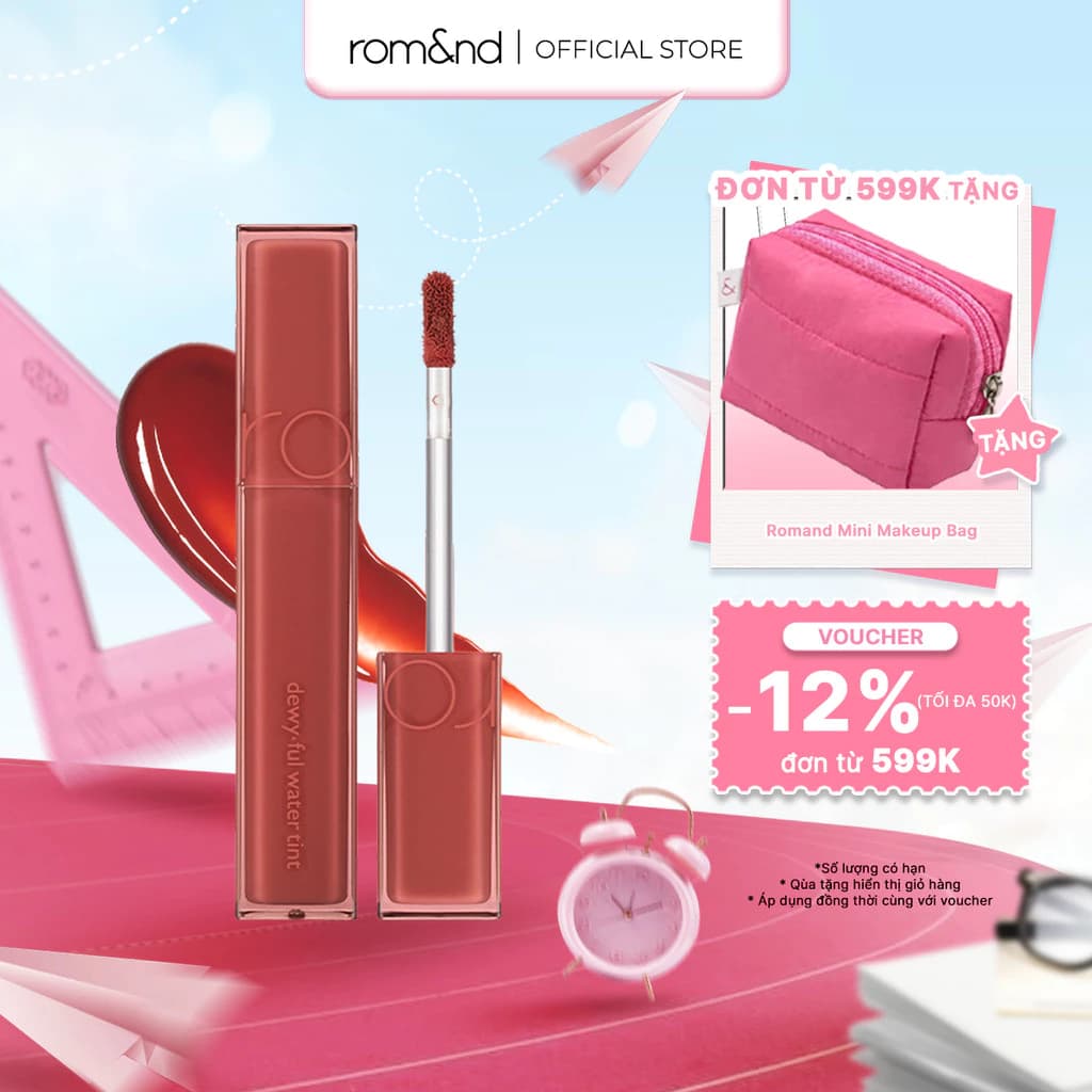 [Rom&nd] Son tint bóng, siêu lì cho đôi môi căng mọng Hàn Quốc Romand Dewyful Water Tint 5g