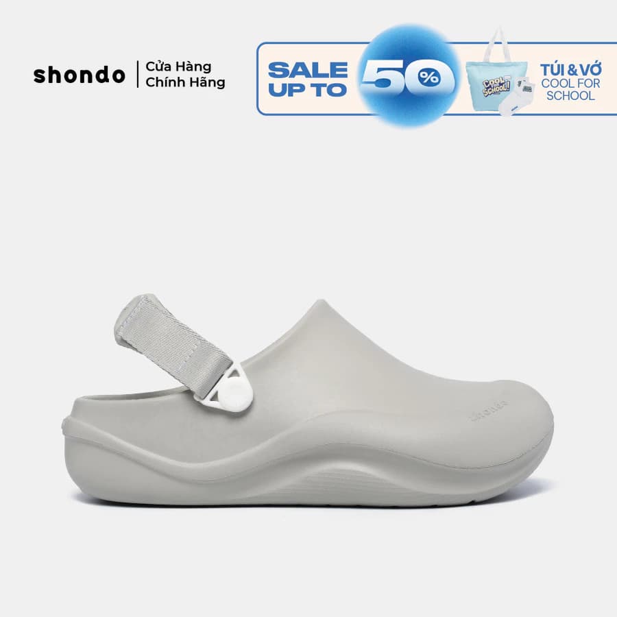 Dép Sục Unisex Shondo Clog Suke Nhựa Đúc Đế Cao 4cm Hack Dáng Màu Xám SUK2222