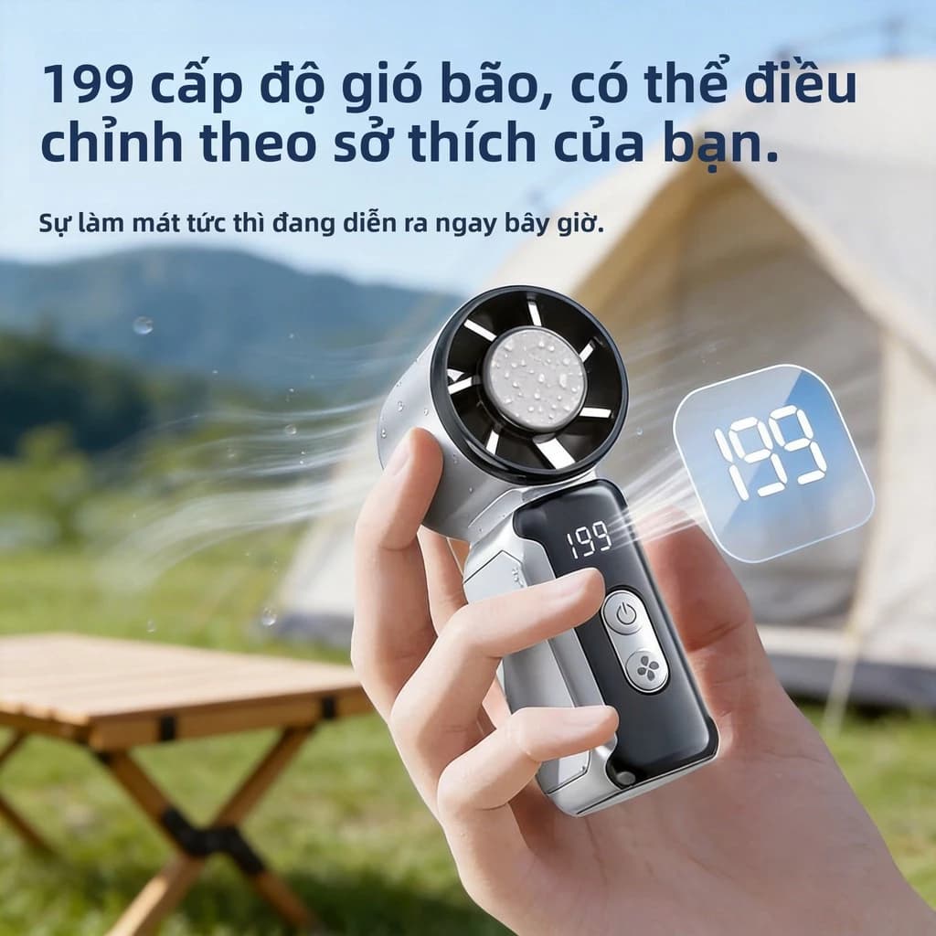 Quạt Mini Turbo Di Động Ngoài Trời Dây Dẫn Gió Lớn Làm Mát Nhanh Cầm Tay Nhỏ Di Động
