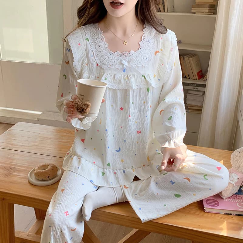 Bộ Đồ Ngủ Nữ Bộ Đồ Ngủ Mùa Thu Tay Dài Đồ Ngủ Người Phụ Nữ Hoạt Hình Mặc Nhà Dễ Thương Mặc Ban Đêm