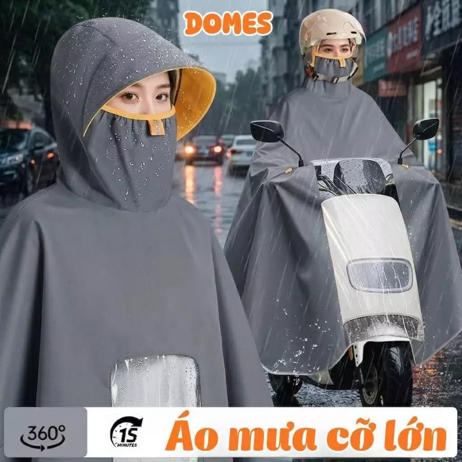 Áo mưa choàng trùm kín Xe  Chất Liệu PVC Cao Cấp Có Tấm Chắn Nước Thời Trang An Toàn Khi Điều Khiển Xe Máy