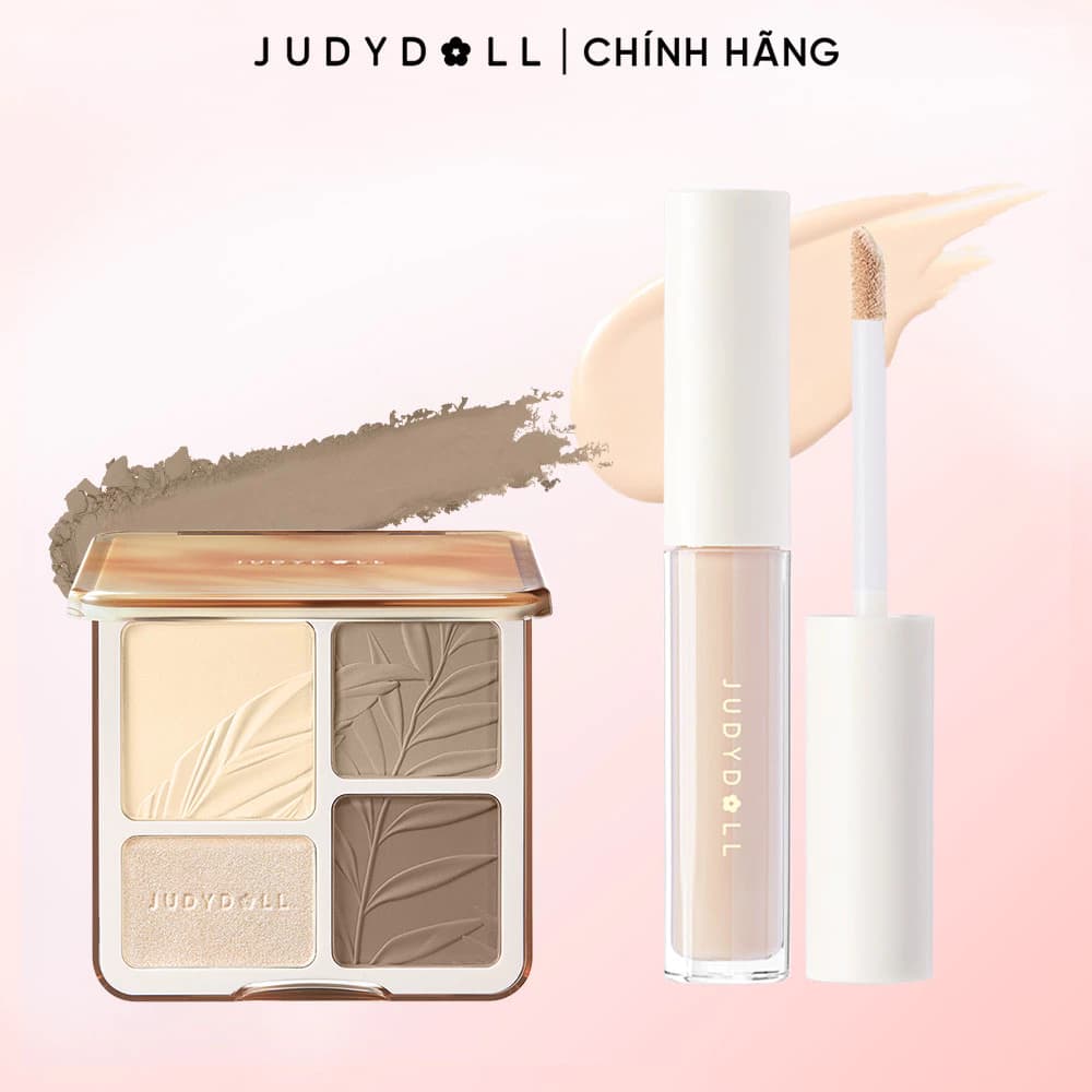 [DEAL SỐC GIÁ RẺ] COMBO JUDYDOLLBảng phấn Tạo Khối & Bắt Sáng 4 Ô +  Kem che khuyết điểm Traceless Cloud-Touch Concealer