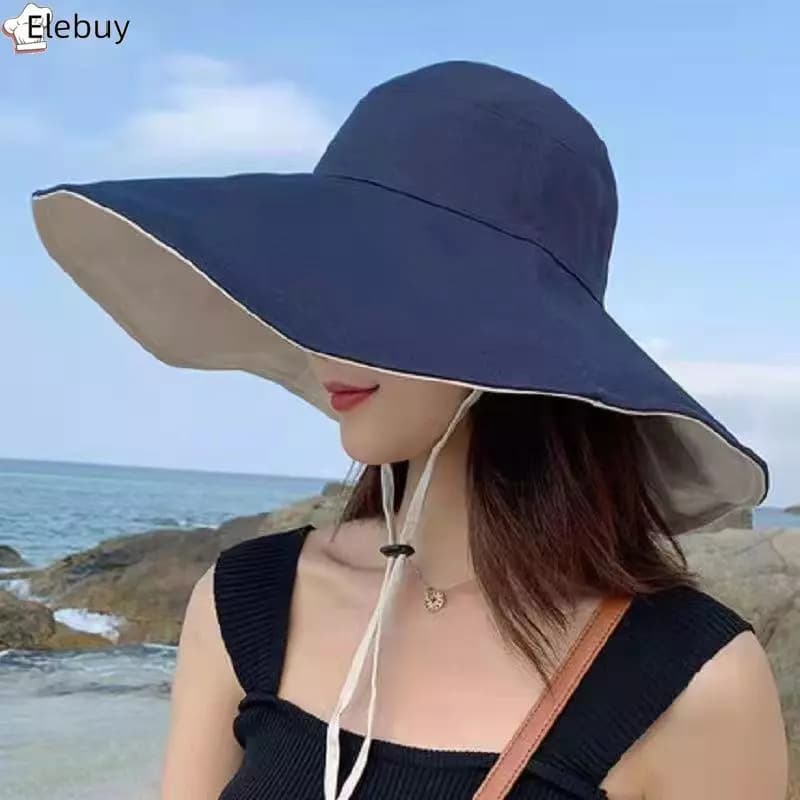 [Ele-T] Mũ chống nắng vành rộng dành cho nữ Chống tia cực tím Đi bộ đường dài Mũ ngư dân Gấp mùa hè Mũ đi biển chắc chắn Mũ chống nắng hai mặt