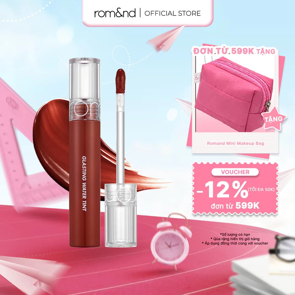 [Rom&nd] Son tint nước siêu lì, lâu trôi Hàn Quốc Romand Glasting Water Tint 4g