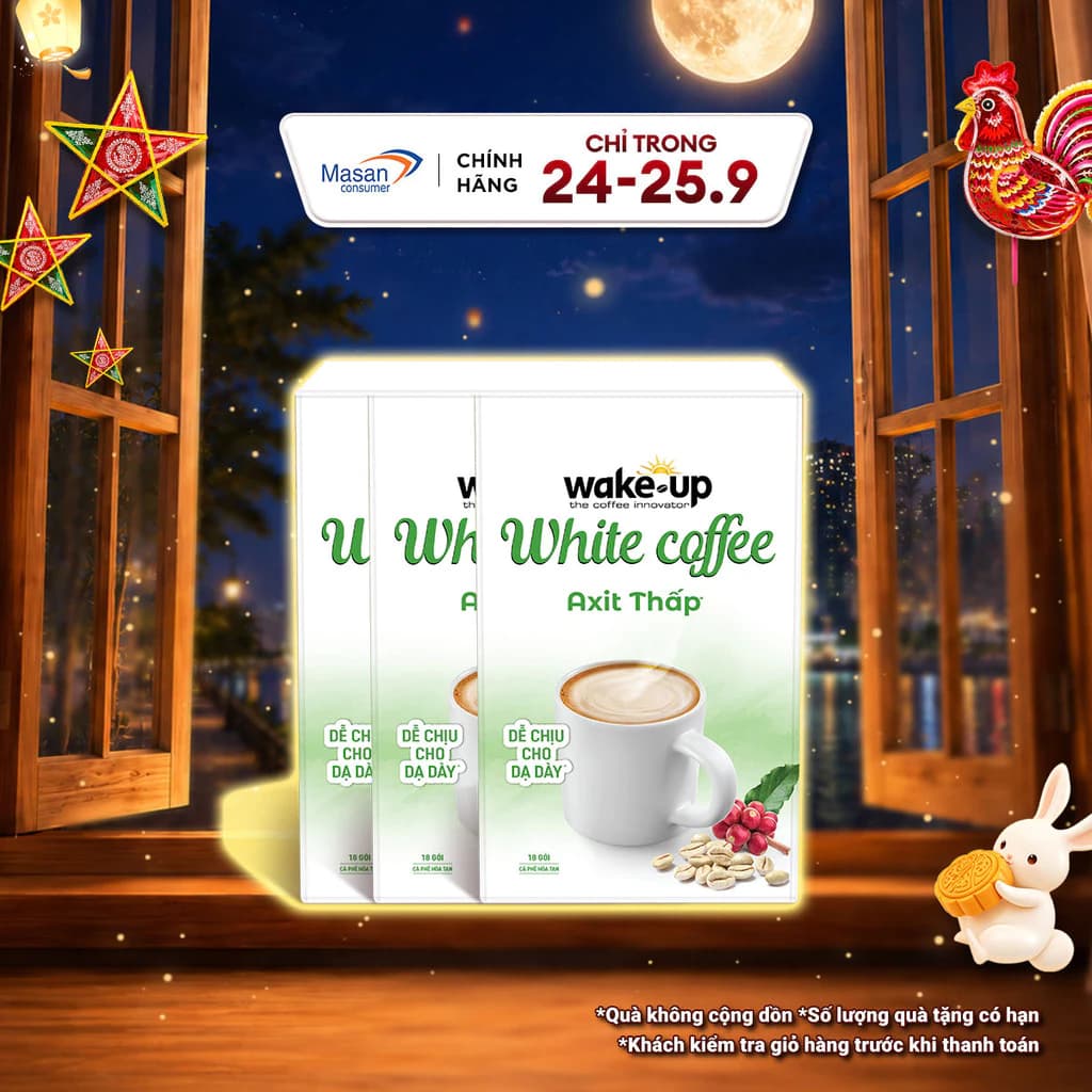 [Chọn loại[ Combo 3 Cà phê hòa tan Wake up hộp x 18stick x 16gr