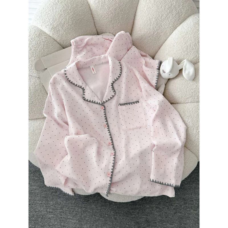 Bộ Đồ Ngủ Cotton Mây Nữ Xuân Thu Phiên Bản Hàn Quốc Dài Tay Quần Mỏng Phong Cách Loungewear Phù Hợp Với