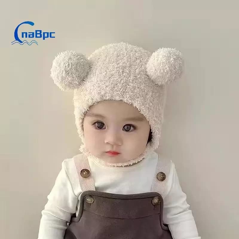 < CnaBpc > Dễ Thương Mùa Đông Ấm Áp Trẻ Em Bé Gái Bé Trai Mũ Len Lông Cừu Mũ Viền Có Bóng Len Mũ Bảo Vệ Tai Mềm Mại Sơ Sinh Bonnet Mới