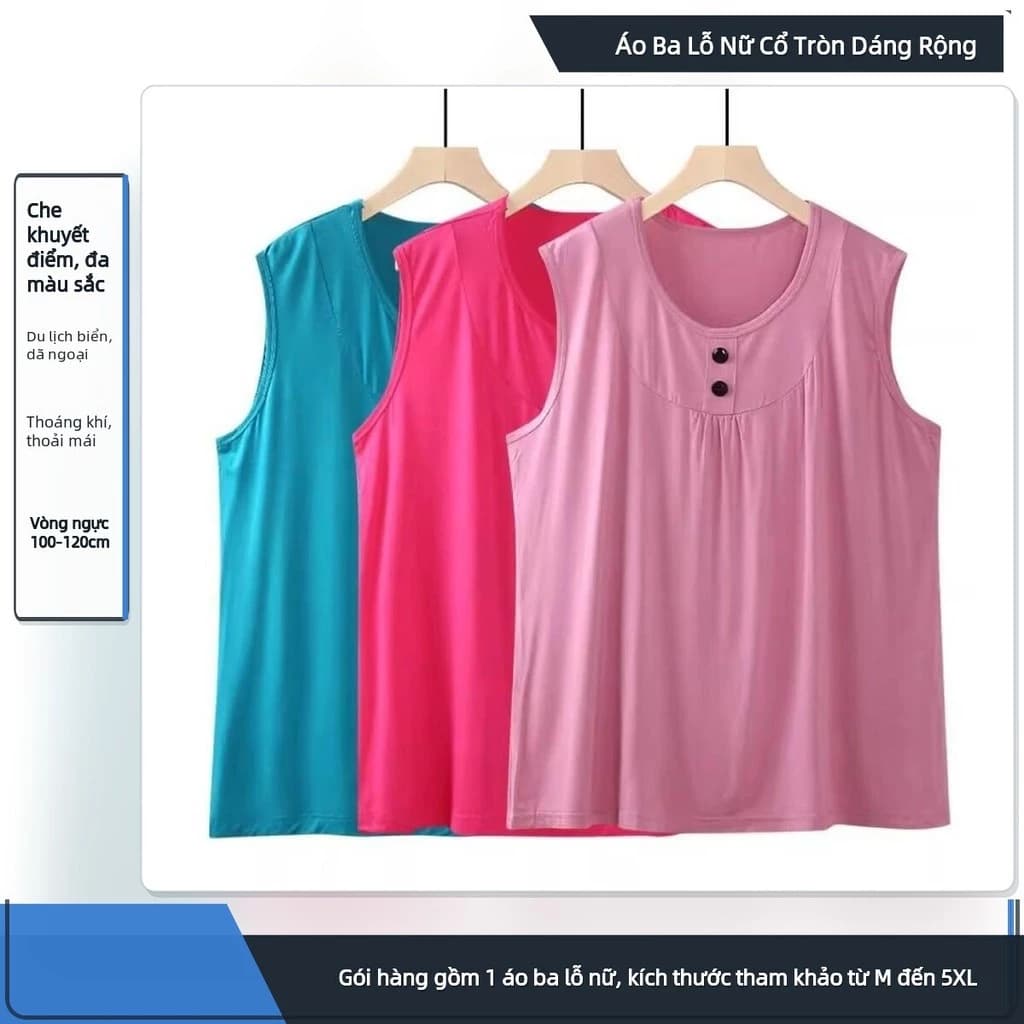 Áo Vest Không Tay Vai Rộng Dành Cho Nữ Ngoại Cỡ Dáng Rộng Vừa Vặn Màu Trơn Thích Hợp Cho Mẹ Béo Ngầu Và Thoáng Khí