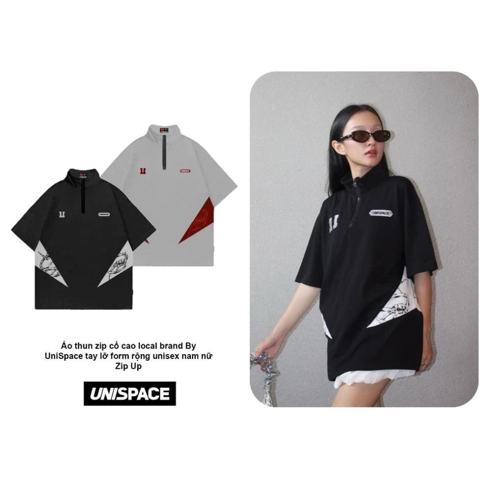 Áo thun zip cổ cao local brand Taiduc Store tay lỡ form rộng unisex nam nữ Zip Up
