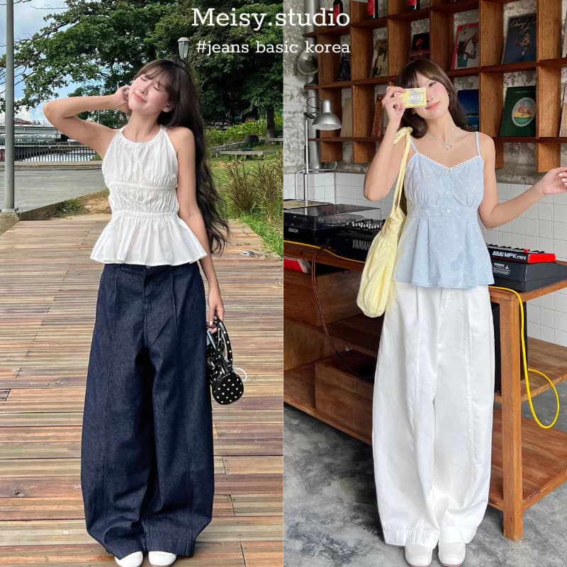 Quần ống rộng phồng phong cách Hàn Quốc chất jeans, kaki mềm WJeans118