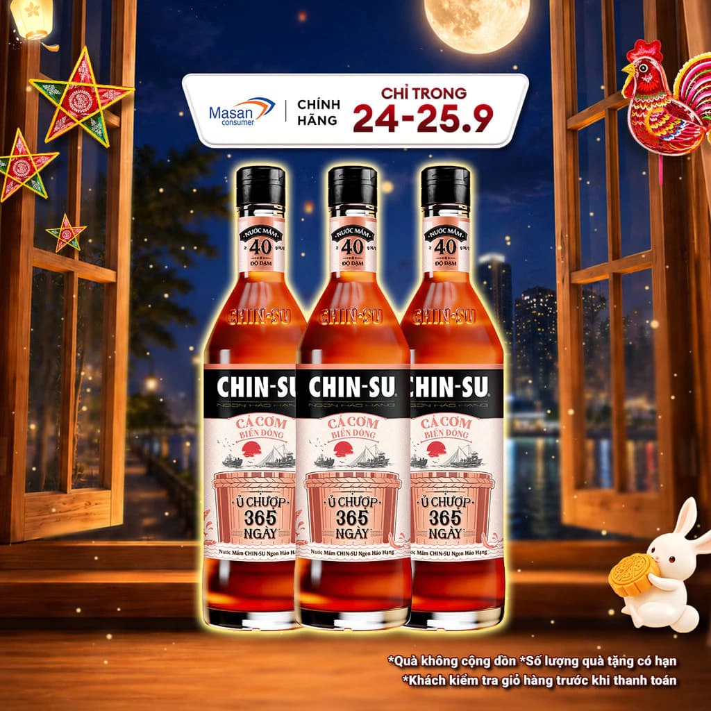 Kiệt tác tặng phẩm - Combo 3 Nước Mắm CHIN-SU Ủ Chượp 365 Ngày 700ml