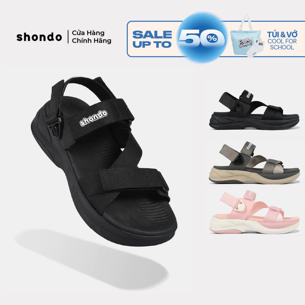 Giày Sandal Unisex Shondo F8B Ver 2 Đế Cao 5.5cm Quai Xoay Nhiều Màu