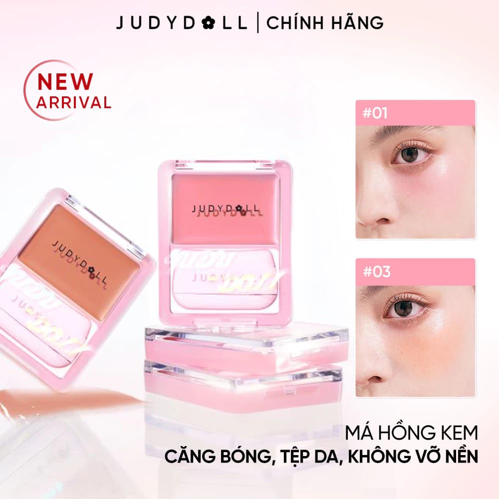 [NEW] JUDYDOLL Má Hồng Kem Glow Blush Balm Căng bóng Không vỡ nền Tự nhiên Lâu trôi 3g