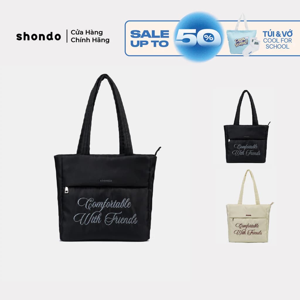 Túi Tote "Comfortable With Friends" Năng Động, Siêu Nhẹ Ver 2 Shondo Nhiều Màu