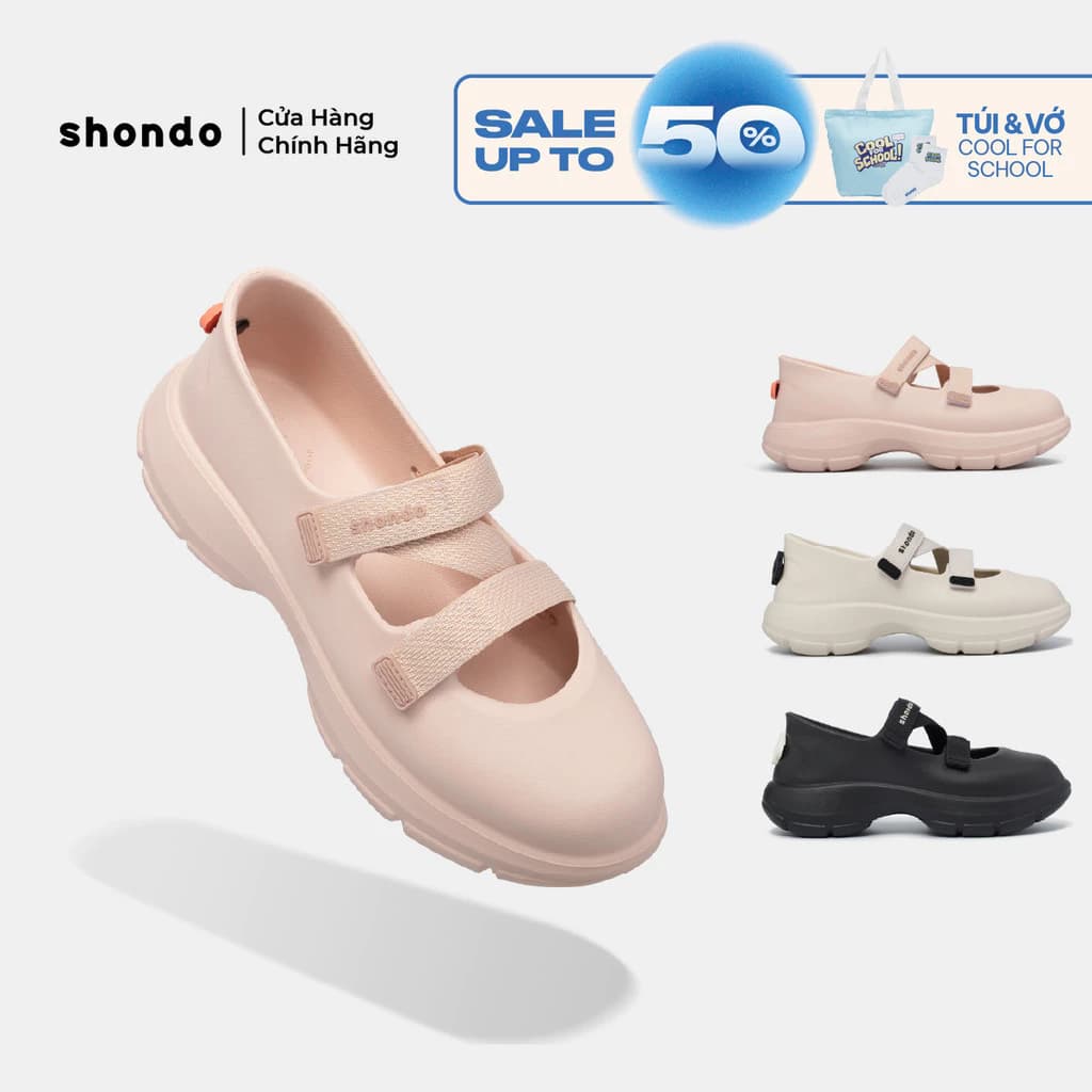 Giày Búp Bê Thể Thao Shondo Ballet Sneaker Nữ Dreamie Đế Cao 4cm Tôn Dáng Nhiều Màu
