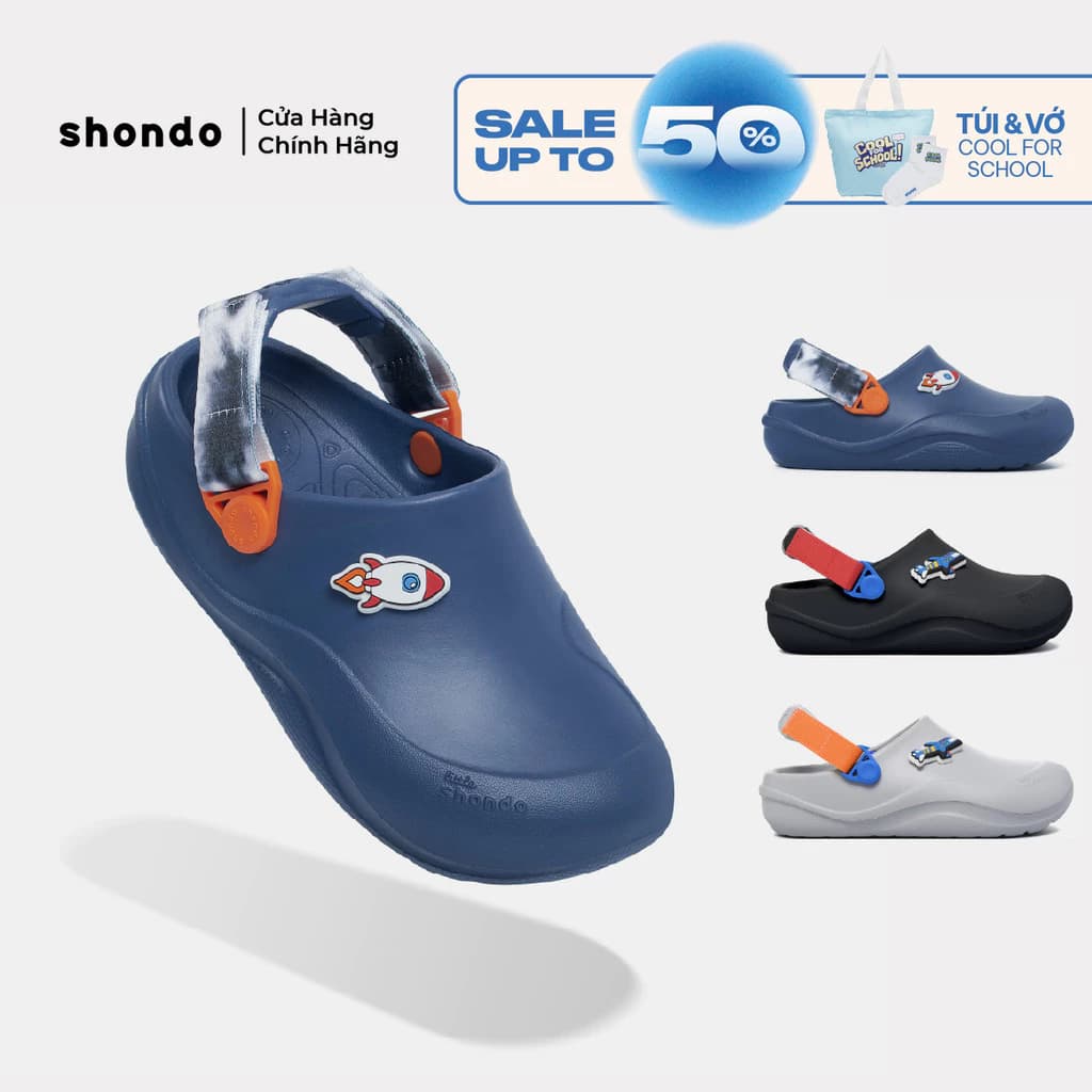 Dép Sục Bé Trai Shondo Clog Little Suke Gắn Charm Hoạt Hình Siêu Ngầu Nhiều Màu