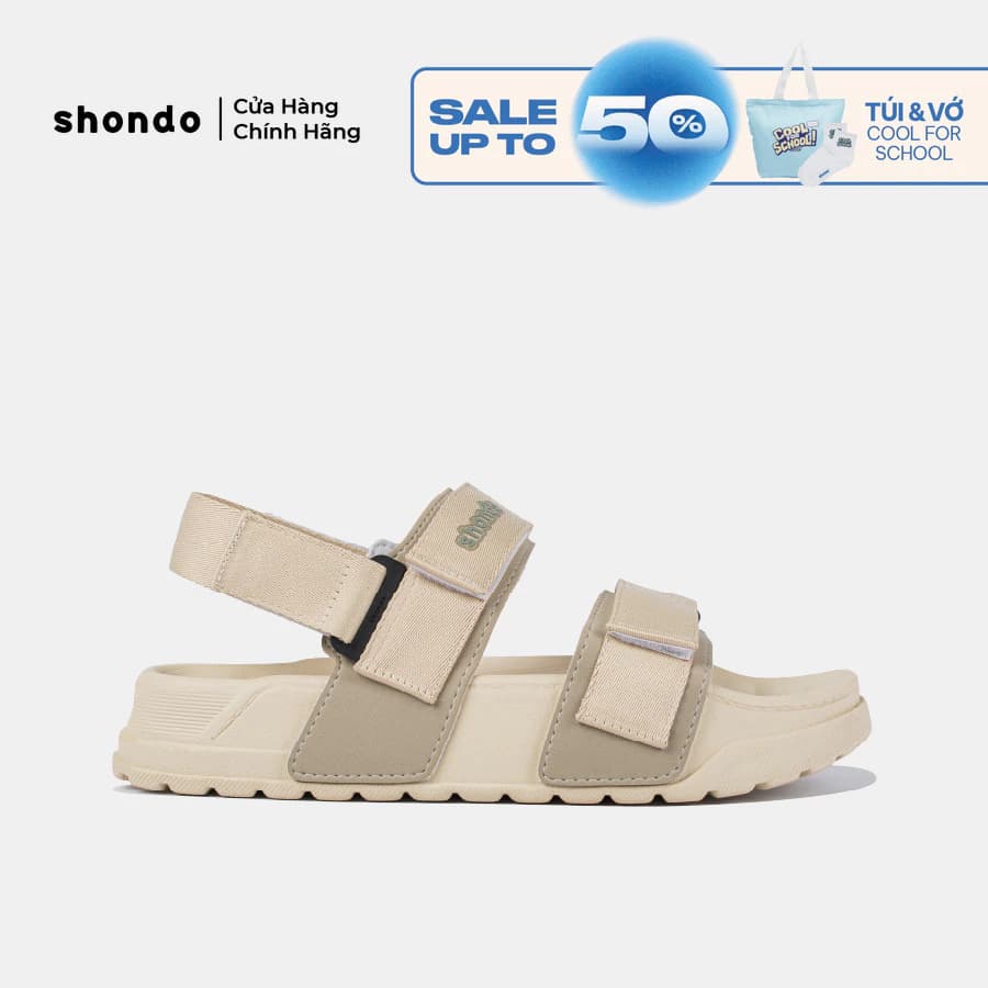 Giày Platy Nam Nữ SHONDO Êm, Thời Trang Thích Hợp Đi Học, Đi Chơi Be Phối Rêu PLA2545