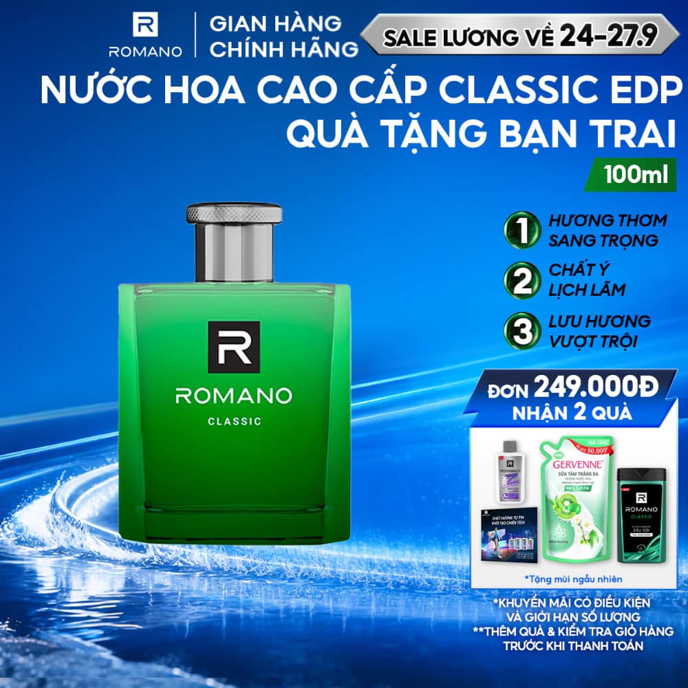 Nước hoa nam cao cấp dành cho nam Romano Classic hương thơm cổ điển mạnh mẽ 100ml/chai