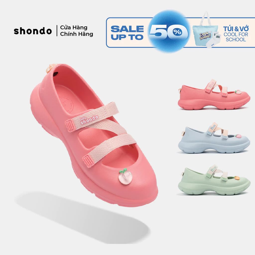 Giày Búp Bê Thể Thao Bé Gái Shondo Ballet Sneaker Dreamie Quai Ngang Mềm Nhiều Màu