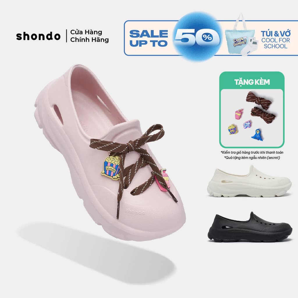Giày Thể Thao Sneaker Unisex Shondo Ezi Kháng Nước Gắn Charm Dây Mang Nhanh Thoáng Nhẹ Nhiều Màu