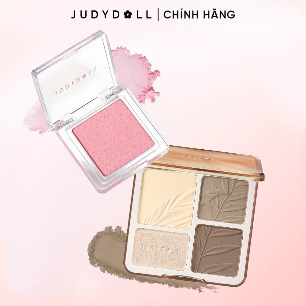 JUDYDOLL Combo Bảng phấn tạo khối Highlight Contour và Phấn má hồng Blush Powder