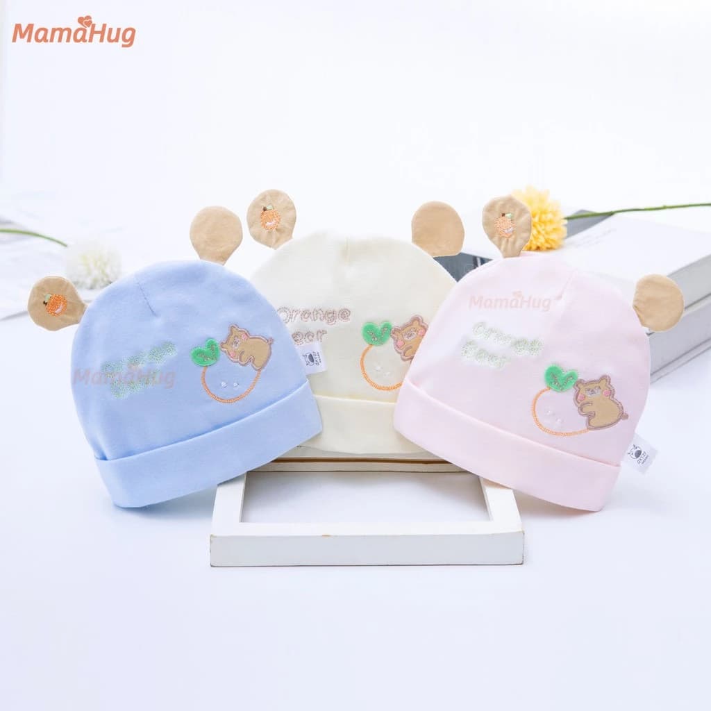 Mũ Cotton dễ thương cho bé sơ sinh Mũ sơ sinh Mũ beanie mỏng hai lớp cho mùa xuân thu Phim hoạt hình gấu Thiết kế mềm mại thoáng khí cho trẻ mới biết đi Mũ nón Quà tặng cho bé trai bé gái 0-6 tháng