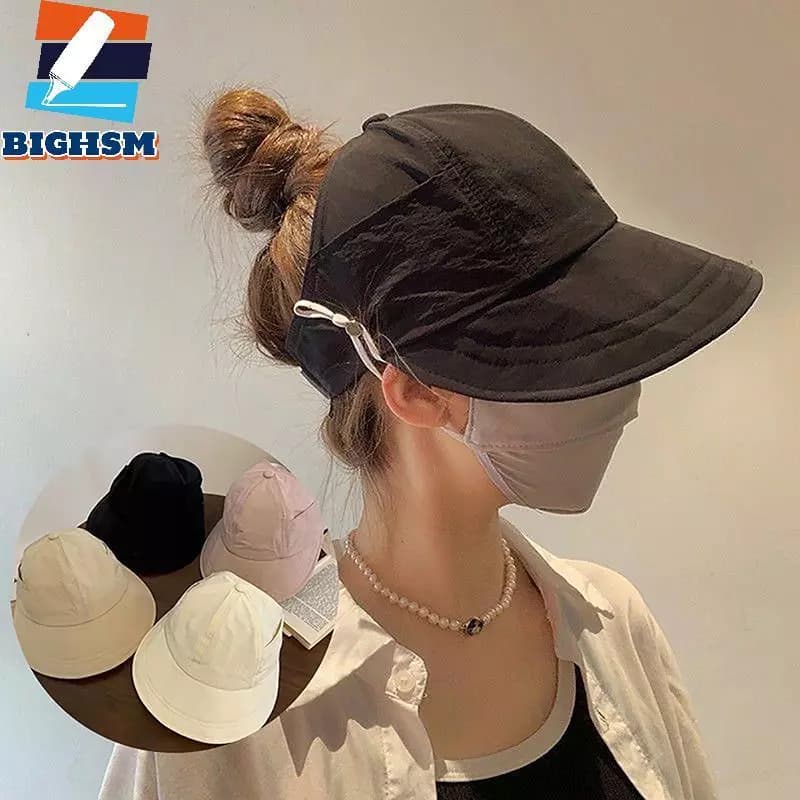 [BIGHSM] Có Thể Gập Lại Vành Rộng Đuôi Ngựa Mũ Chống Nắng Dây Rút Mũ Có Thể Điều Chỉnh Cho Nữ Mũ Đi Biển Mùa Hè Qui-dry Tấm Che Người Cá Mũ