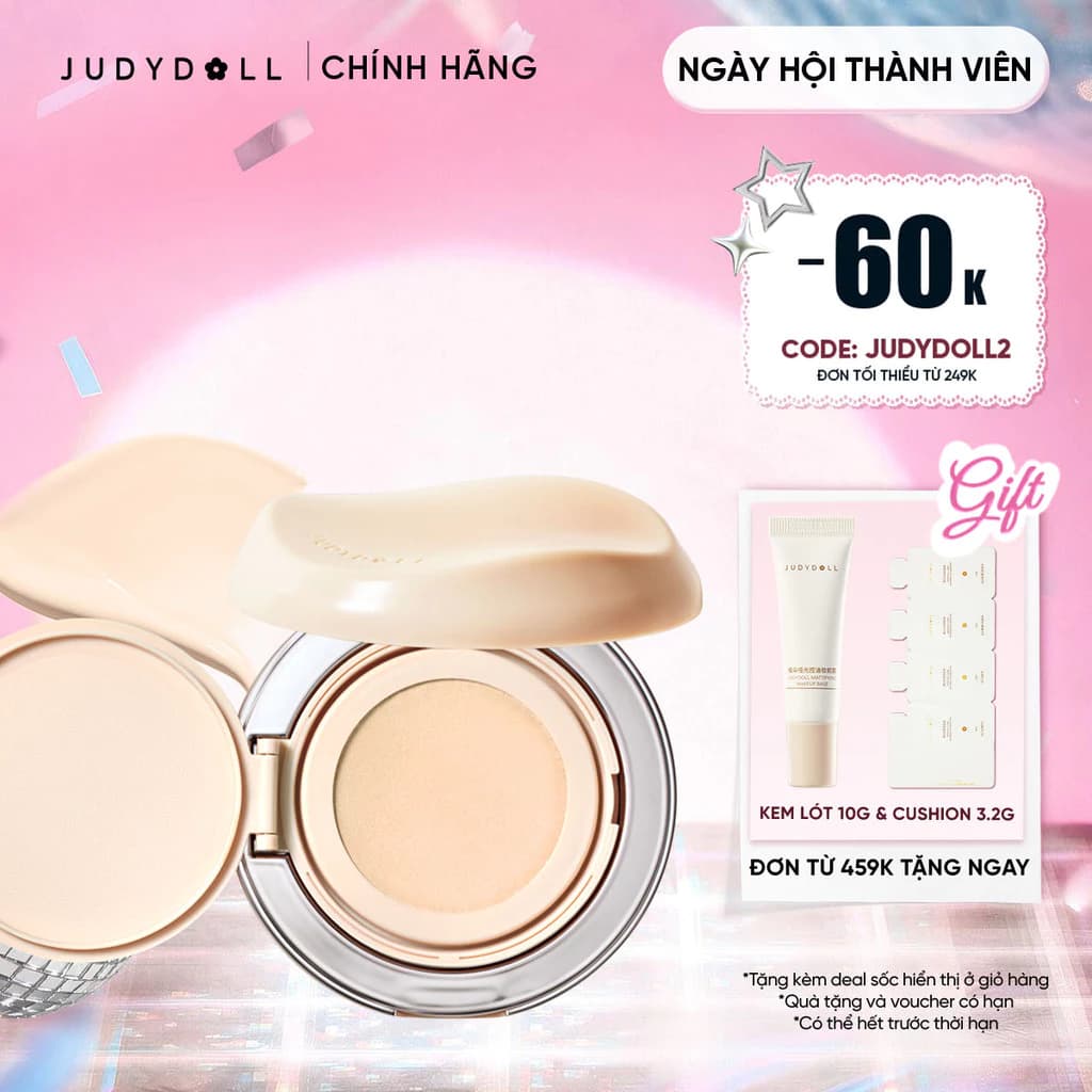 [Bản 1.0] JUDYDOLL Phấn nước Long Wear Cushion Che phủ cao Lâu trôi 14g