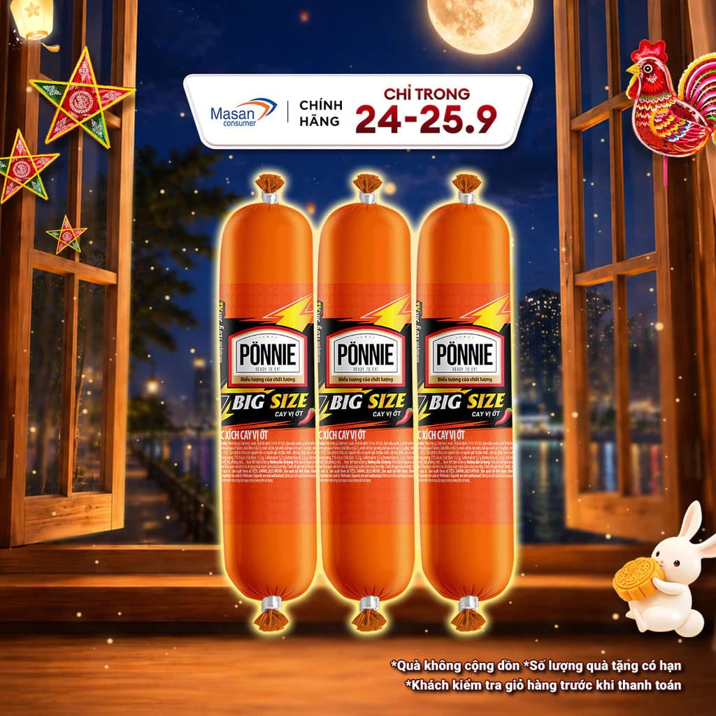 [Chọn loại] Xúc xích Tiệt trùng Ponnie cay vị ớt cây x 120g