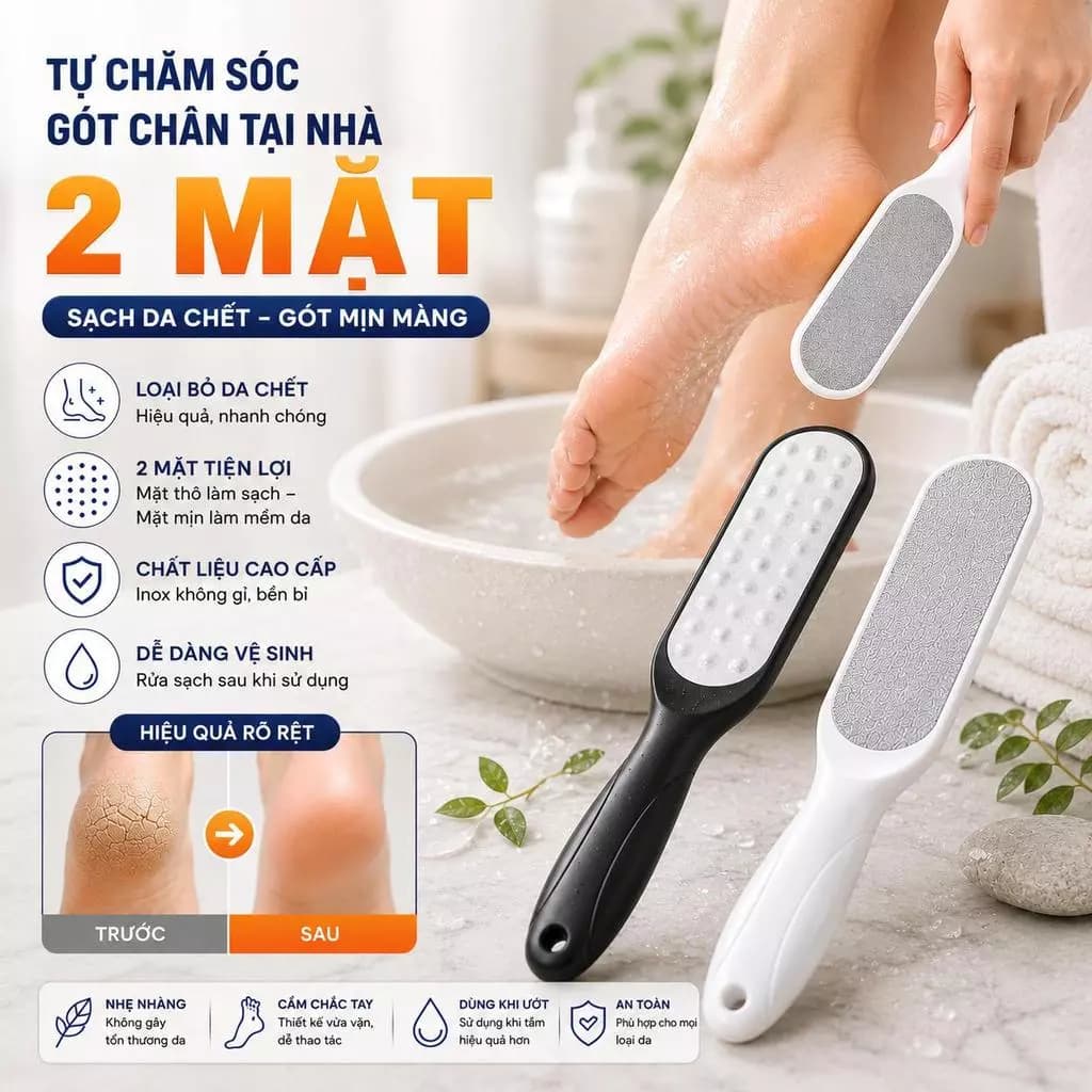 Cây Chà Gót Chân 2 Mặt Dụng Cụ Loại Bỏ Da Chết Chăm Sóc Gót Chân Mịn Màng Dễ Sử Dụng - GD356