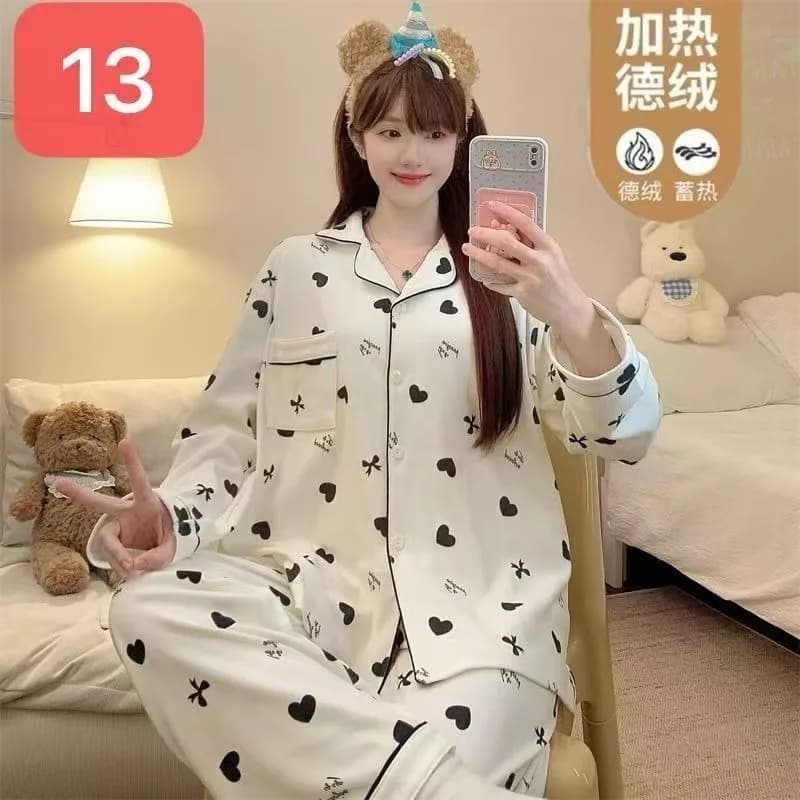 Nhung Lông Cừu Bộ Đồ Ngủ Nữ Mùa Đông Bộ Đồ Ngủ Dài Tay Đồ Ngủ Người Phụ Nữ Rời Giữ Ấm Mặc Mặc Nhà Đêm Phiên Bản Dày