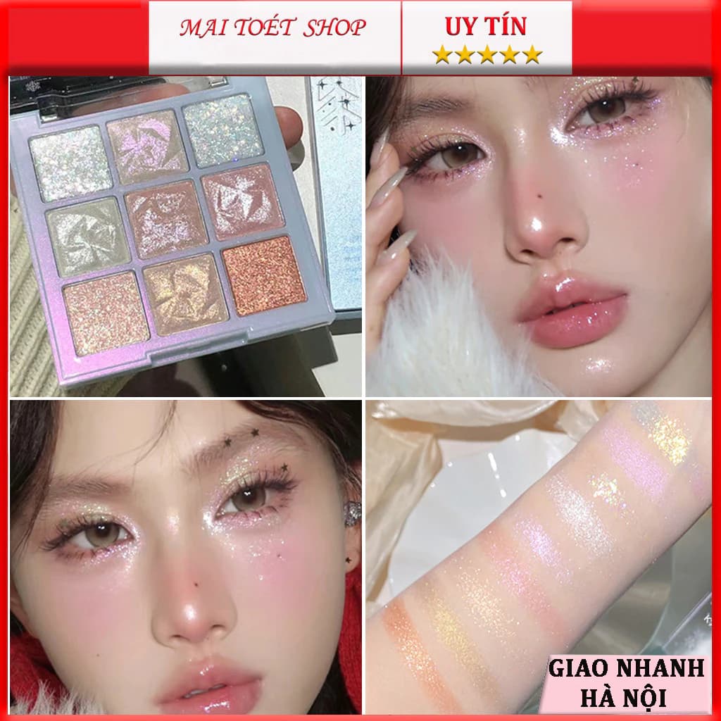 Bảng Phấn Mắt K 'APEINE Bông Tuyết 9 Màu Lì Mịn Sắc Tố Cao Lung Linh