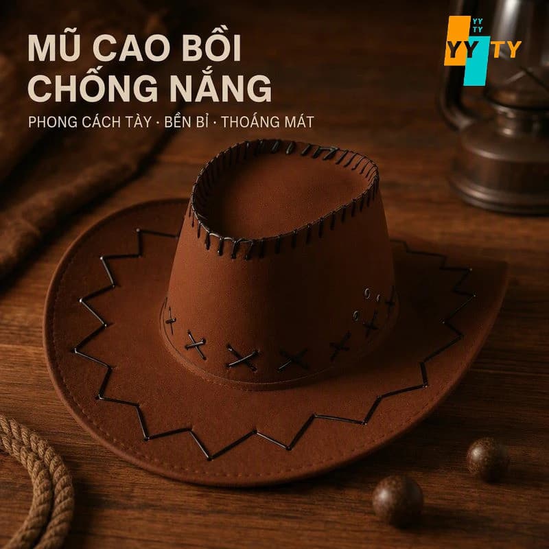 Nón Cao Bồi Da Lộn Phớt Vành Rộng Phong Cách Phương Tây Hot Trend Chống Nắng Ngoài Trời Cho Cả Nam Và Nữ