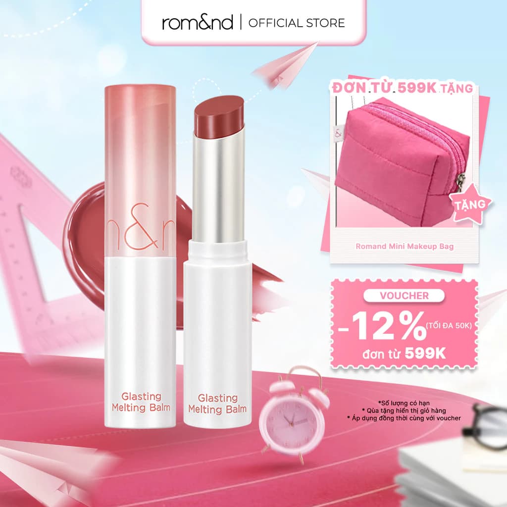 [Rom&nd x KOL] [Ve-easy] Son dưỡng màu tint Romand Glasting Melting Balm 3.5g