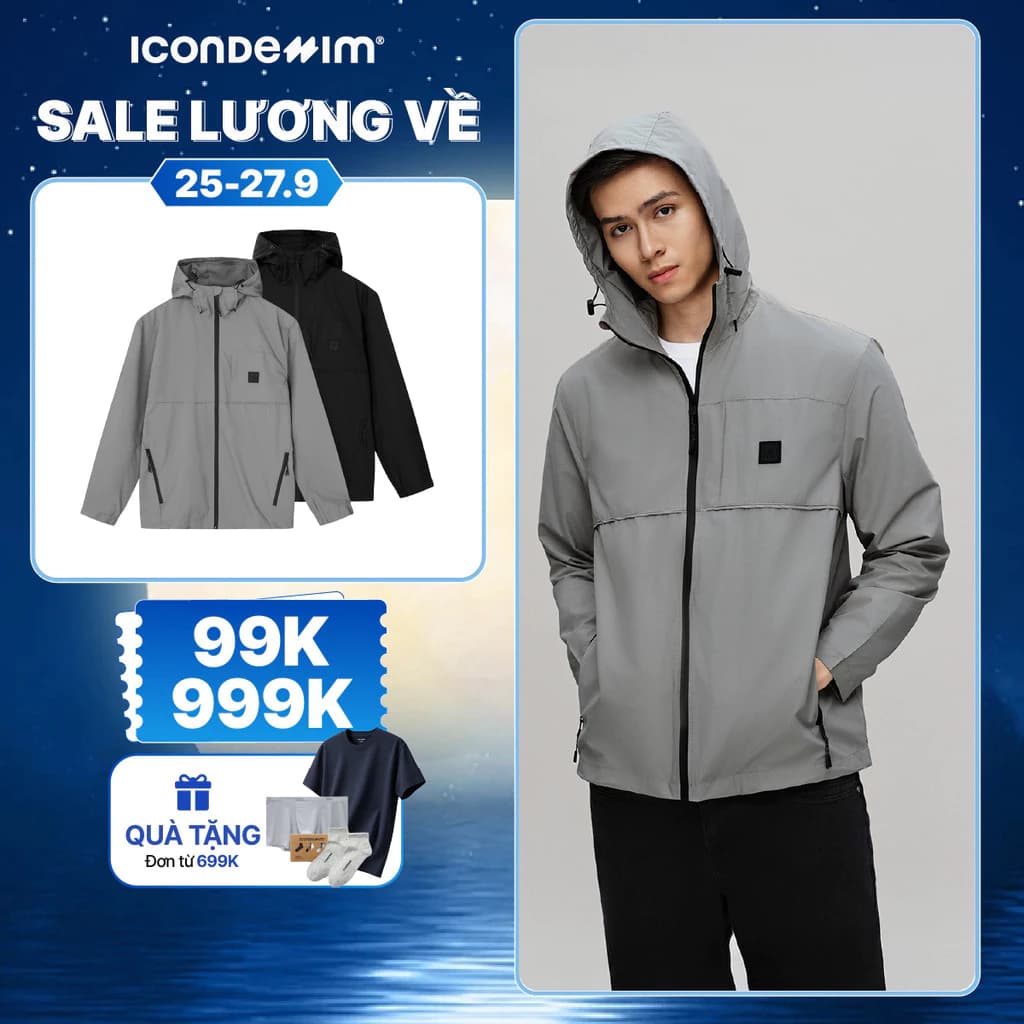Áo Khoác Vải Dù Chống Tia UV Nam ICONDENIM Sun Shield Form Regular AKID0211
