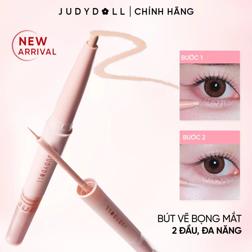 [NEW] JUDYDOLL Bút Vẽ Bọng Mắt Hai Đầu Under Eye Liner Bắt sáng Highlight Chống lem Lâu Trôi 0.2g+0.3ml