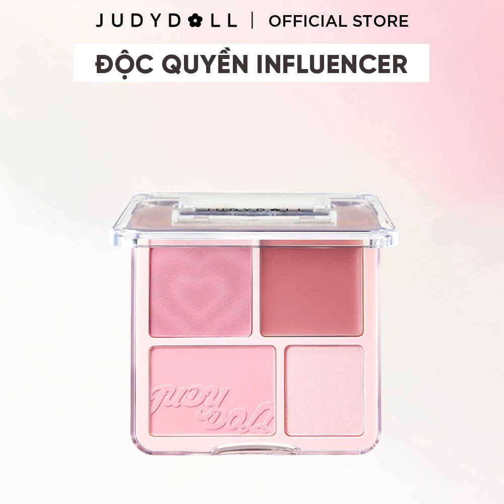 [KOL H1] Bảng Phấn Má Hồng Bắt sáng 4 ô JUDYDOLLL Blush & Highlight Palette 9g