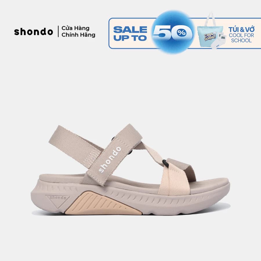 Giày Sandal Nam Nữ Shondo F7R Đế Phylon Cao 5cm Màu Nâu Hồng Cá Tính F7R9570