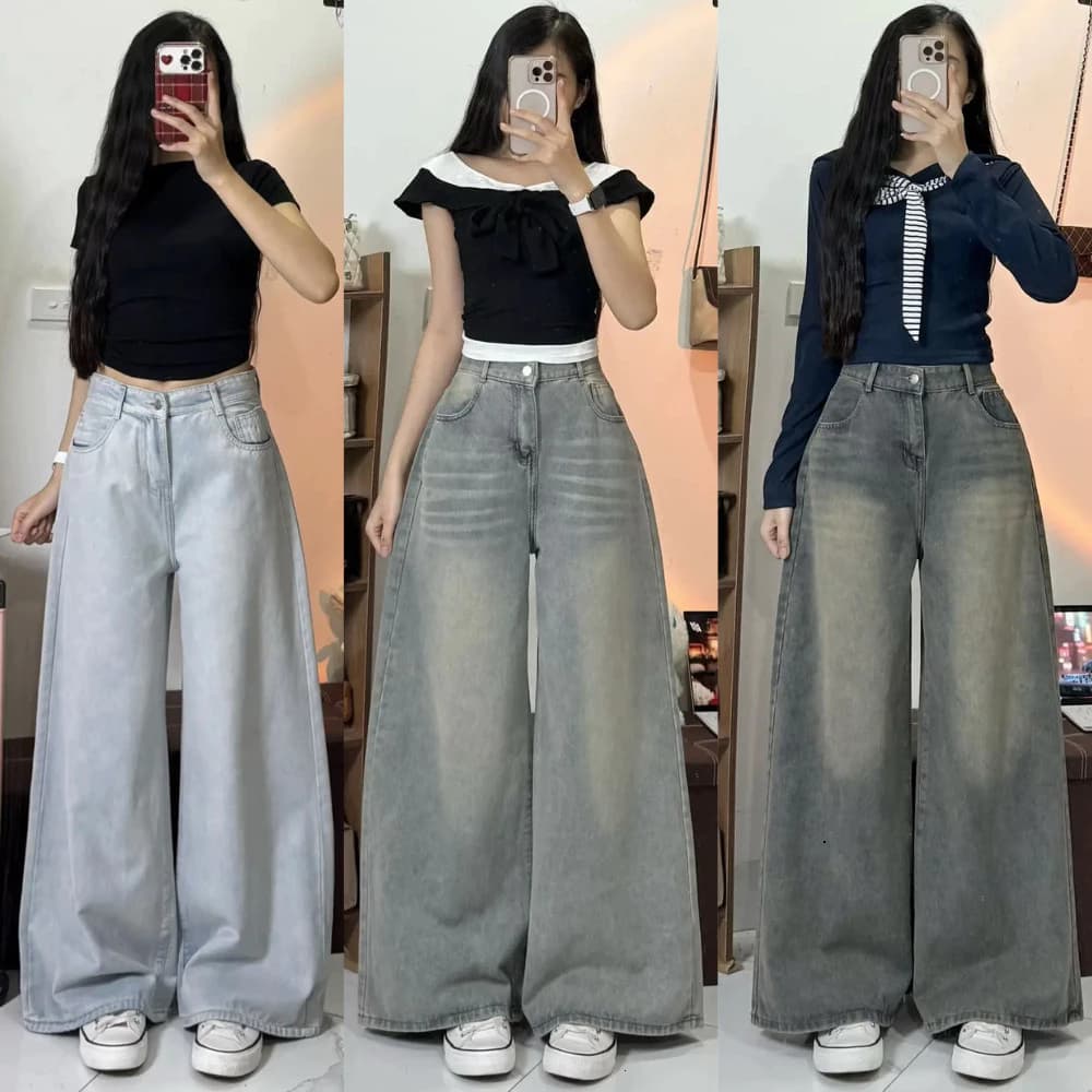 Quần Jean Nữ Ống Rộng Suông BasicVelarise Ống  30-33cm Dễ Mix Đồ Năng Động, quần bò ống suông màu RETRO_VER3