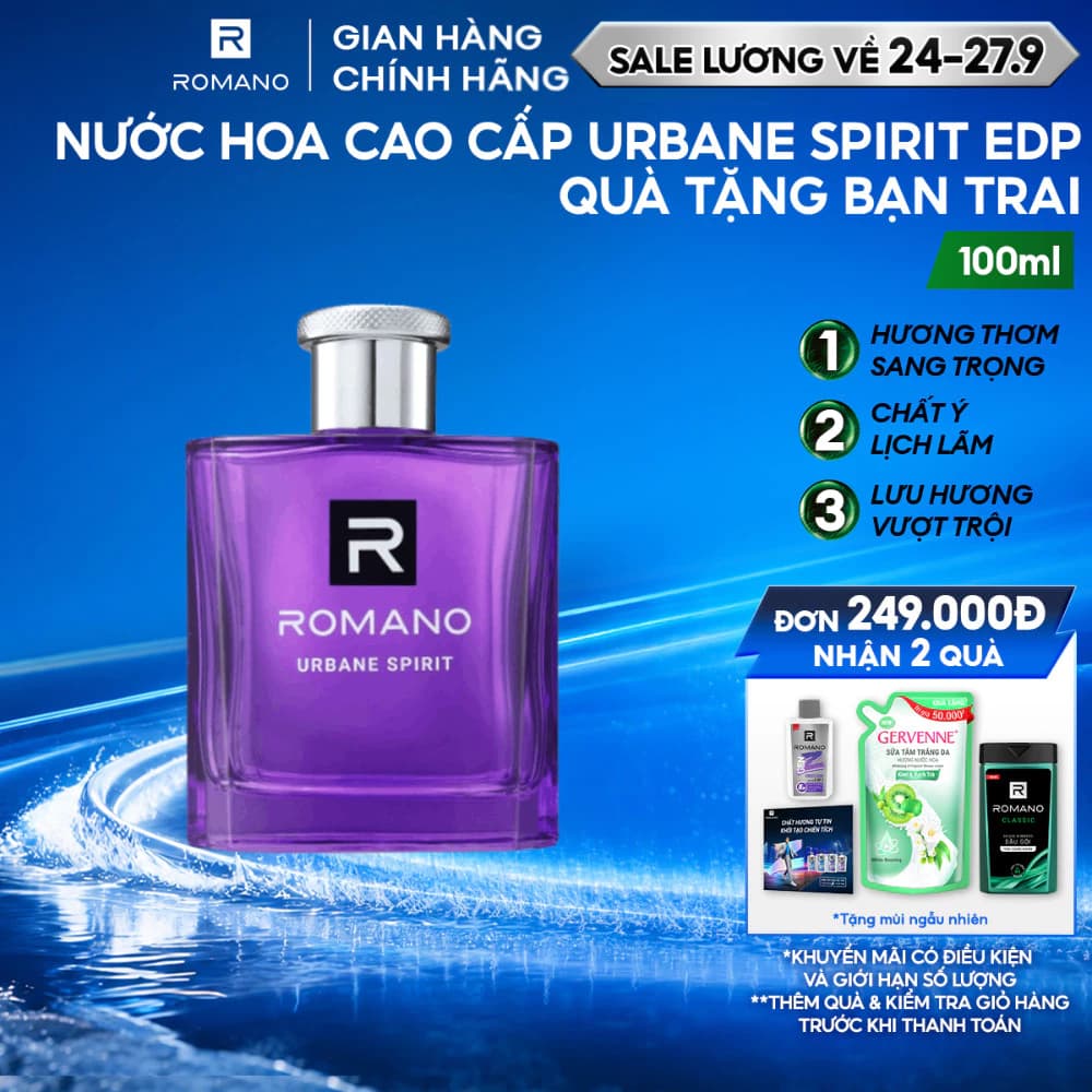 Nước hoa nam Cao Cấp Dành Cho Nam ROMANO EDP URBANE SPIRIT 100ml