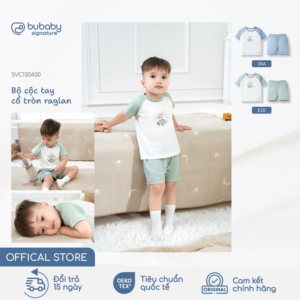 Bộ quần áo cộc tay in hình chibi BU Baby, bộ cộc trẻ em, bộ cộc bé trai bé gái | SVC130400