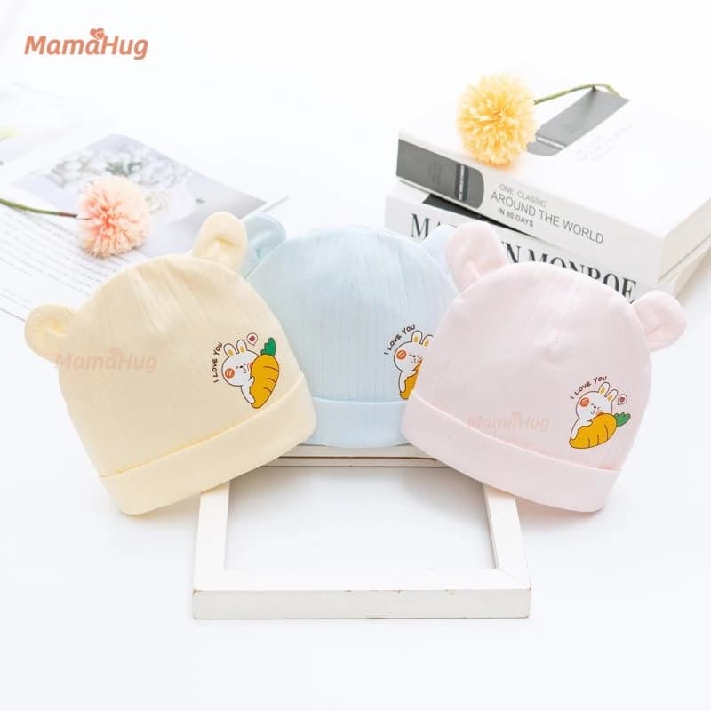 Mũ trẻ sơ sinh Mũ Cotton hai lớp liền mạch mềm mại thoáng khí Bảo vệ Fontanelle Thiết kế hoạt hình cho trẻ sơ sinh 0-6 tháng tuổi Bé trai Bé gái Mùa xuân Thu mặc hàng ngày Bộ quà tặng bệnh viện